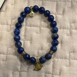 Lapis Lazuli Beaded Bracelet with Gold Accents